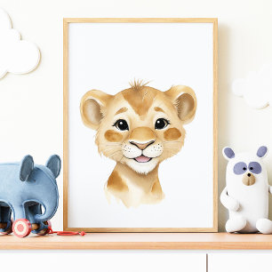 Söt baby Lejon Safari Nursery Väggkonst