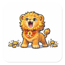 Söt Baby Leo Zodiak-dekal – Kawaii Gyllene Lejon