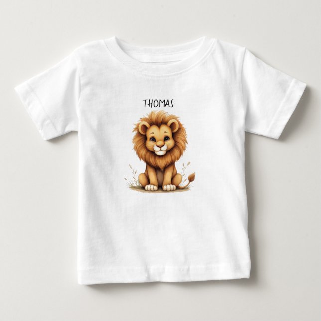 Söt Baby Lion "Thomas" Personlig T-Shirt (Framsida)