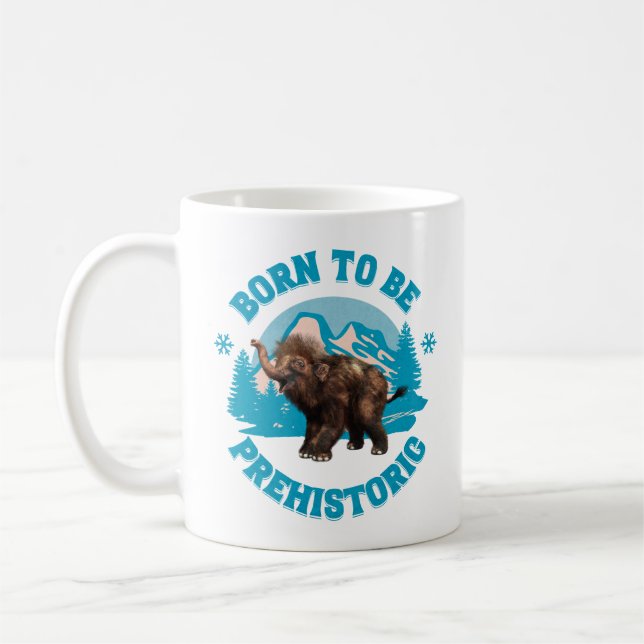 Söt Baby Mammut Forntida Barn Födelsedag Kaffemugg (Vänster)