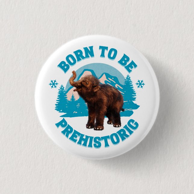 Söt Baby Mammut Forntida Barn Födelsedag Knapp (Framsida)