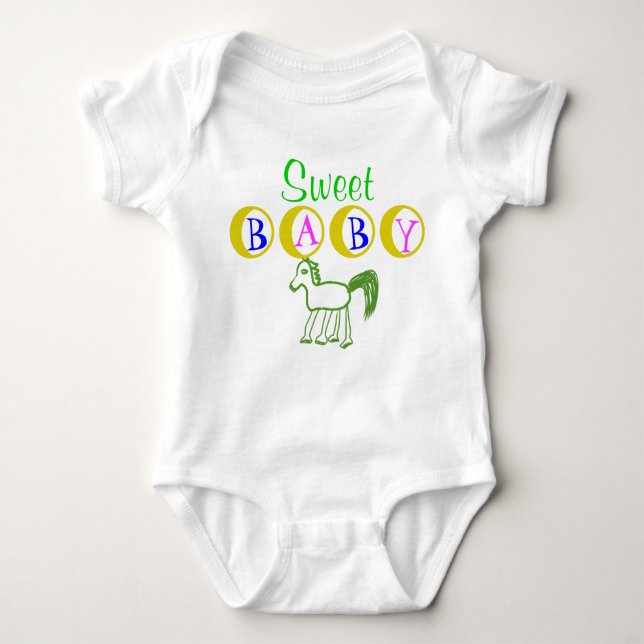 Söt Baby med Horse Infant Shirt T-shirt (Framsida)