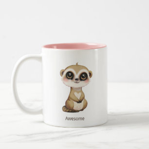 Söt baby meercat och personlig text Två-Tonad mugg
