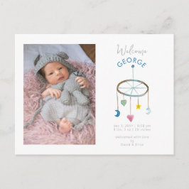 Söt baby mobil foto baby tillkännagivande meddelande vykort