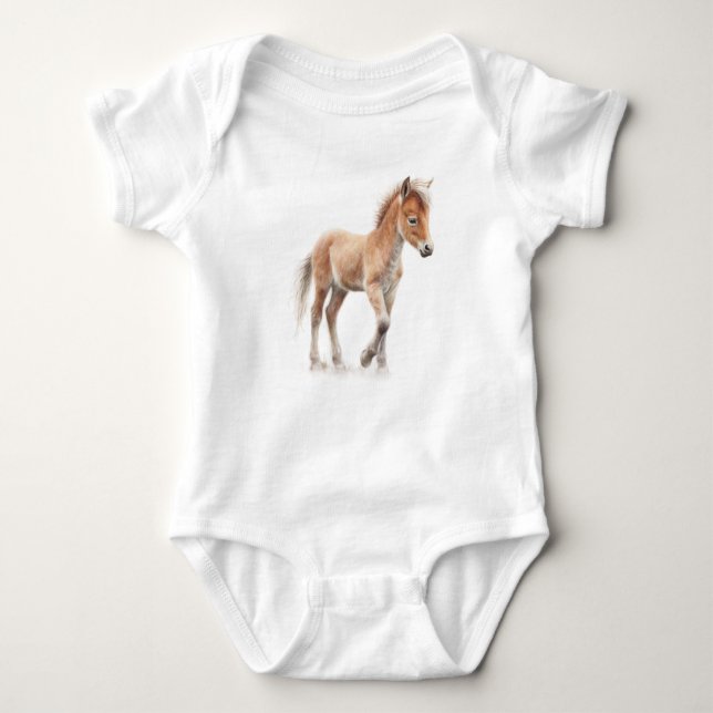 Söt Baby Newborn Horse Foal Filly Colt T Shirt (Framsida)