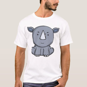 Söt baby-noshörning Kawaii Safari Djur Tecknad Fil T Shirt