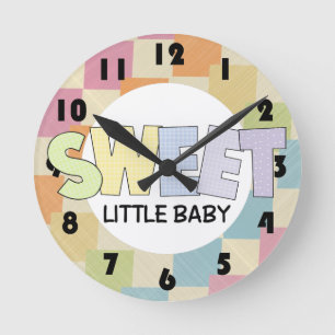 Söt Baby Nursery Wall Clock Rund Klocka