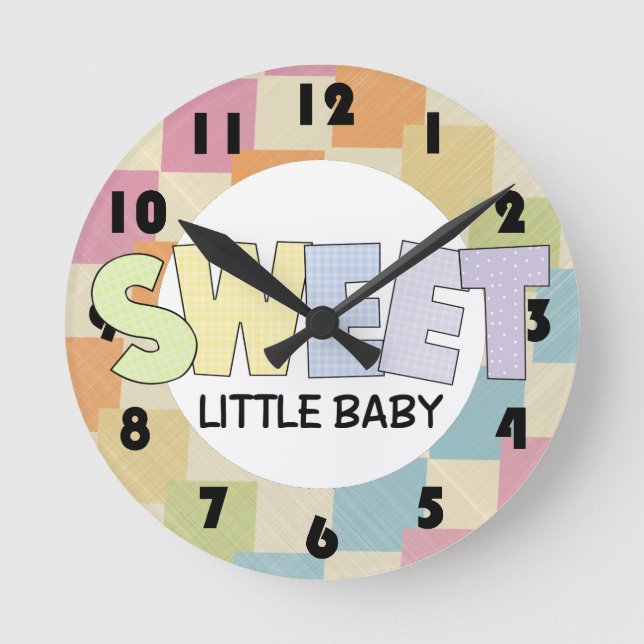 Söt Baby Nursery Wall Clock Rund Klocka (Framsida)