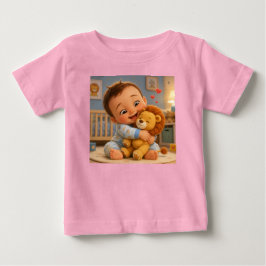 Söt Baby och Lejon Leksak Tecknad T-Shirt