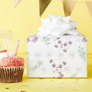 Söt baby panda blommor ballonger baby shower presentpapper