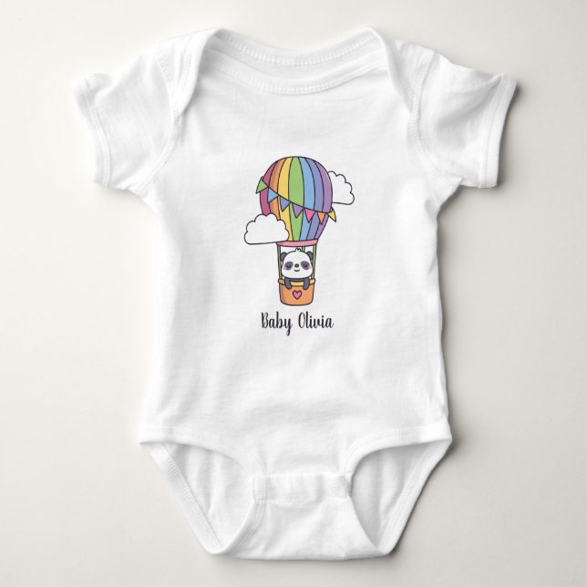 Söt baby panda i varmluftsballong t shirt (Framsida)