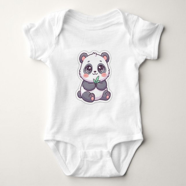 Söt Baby Panda Kroppsoverall T Shirt (Framsida)