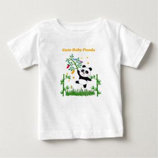 Söt Baby Panda med Bambu Illustrerad T-Shirt |