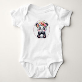 Söt baby-panda med blomkrona, Onesie för bebisar T Shirt