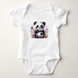 Söt baby panda med blommor Bedårande djur T Shirt