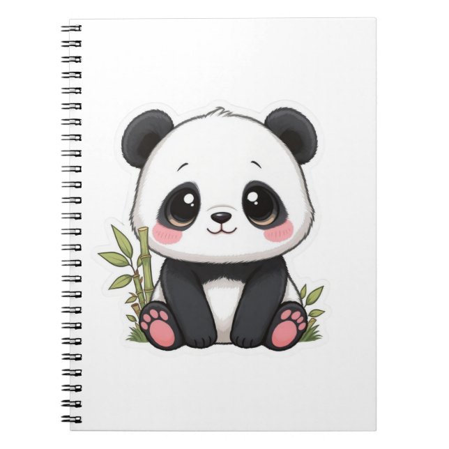 Söt baby panda och bambu anteckningsbok (Framsidan)