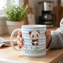 Söt baby panda randig anpassad namn kaffemugg