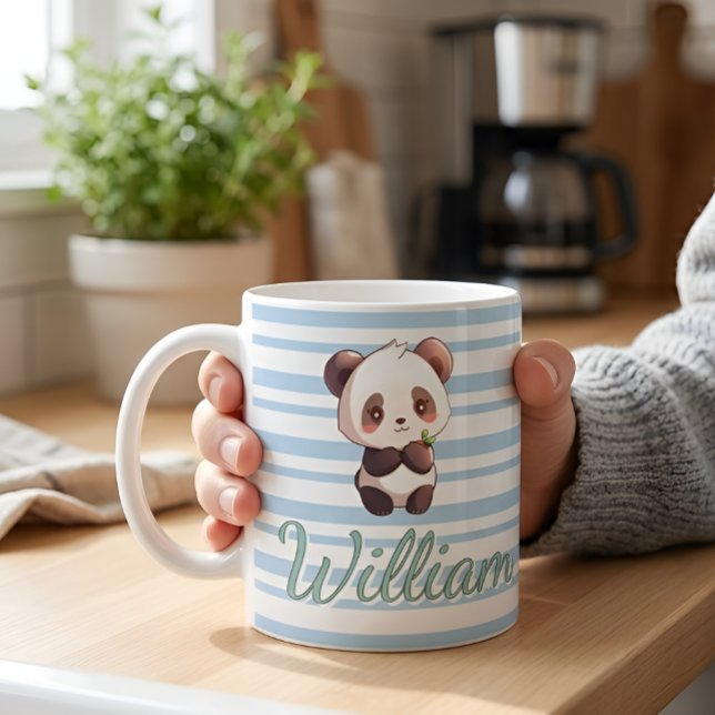 Söt baby panda randig anpassad namn kaffemugg (Skapare uppladdad)