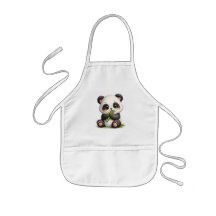 Söt baby-panda som äter bambukökshandduk