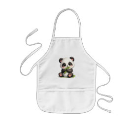 Söt baby-panda som äter bambukökshandduk barnförkläde