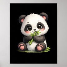 Söt baby-panda som äter bambuposter