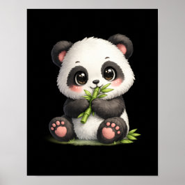 Söt baby-panda som äter bambuposter poster