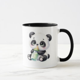 Söt baby panda som håller bambu kaffemugg | Adorab