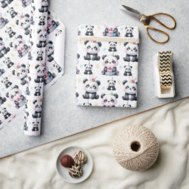 Söt baby pandabjörn mönster vit presentpapper