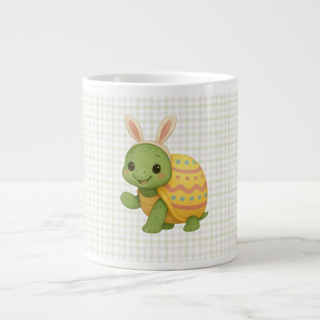 Söt baby påsk/vår sköldpadda jumbo mugg (Framsidan)