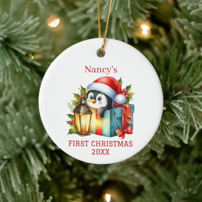 Söt baby pingvin jul julgransprydnad keramik (Träd)