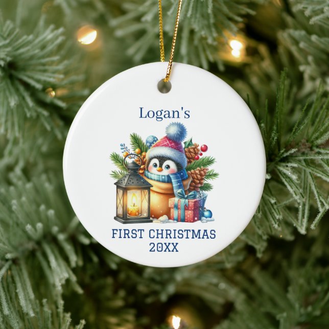 Söt baby pingvin jul julgransprydnad keramik (Träd)
