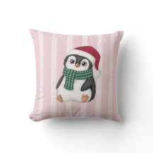 Söt baby pingvin som bär tomtelubb jul
