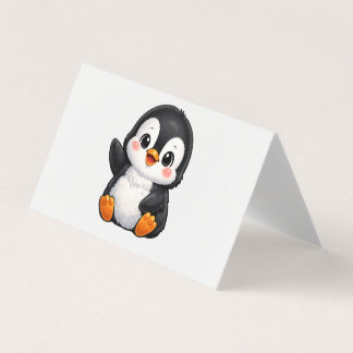 Söt baby pingvin vinkar seriefigur barn Ka Visitkort