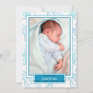 Söt Baby Pojke Bläckfisk Hav Liv Födelse Tillkänna Meddelande