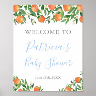 Söt Baby Pojke Citrus Apelsiner Dusch Välkommen Poster