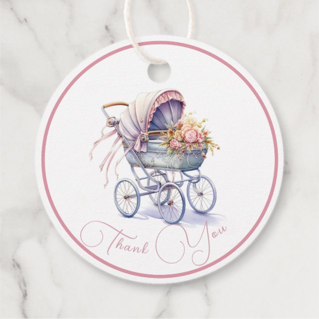 Söt Baby Pram Gåvor Etiketter (Baksida)