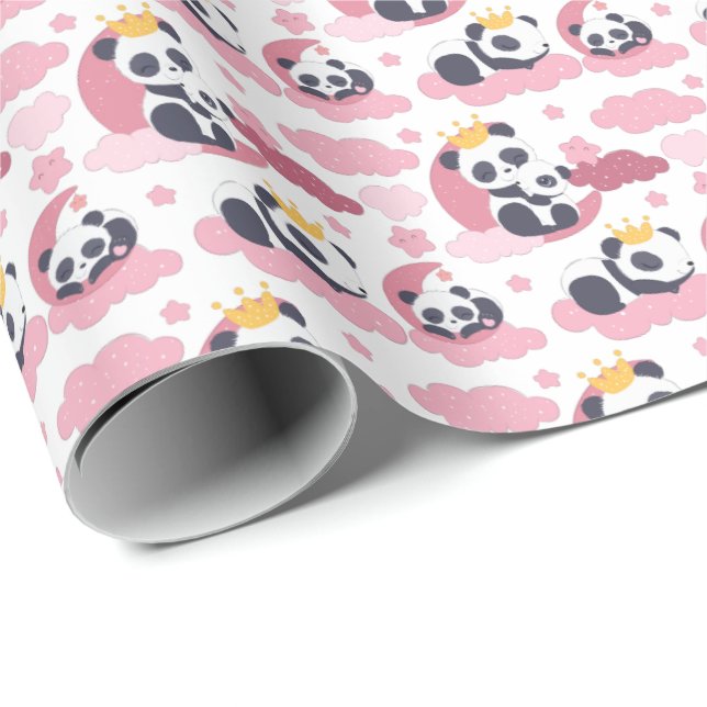 Söt baby Princess panda björnbjörn Presentpapper (Rullad Hörn)