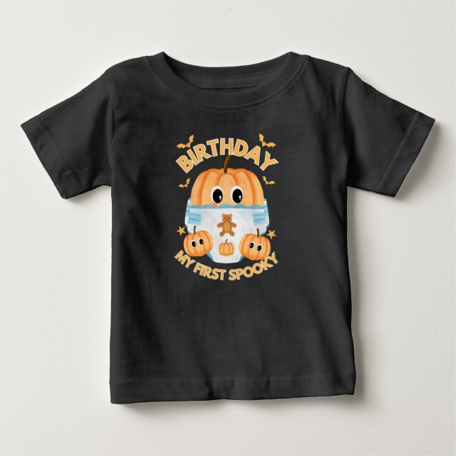 Söt Baby Pumpa Halloween Födelsedags T-Shirt (Framsida)