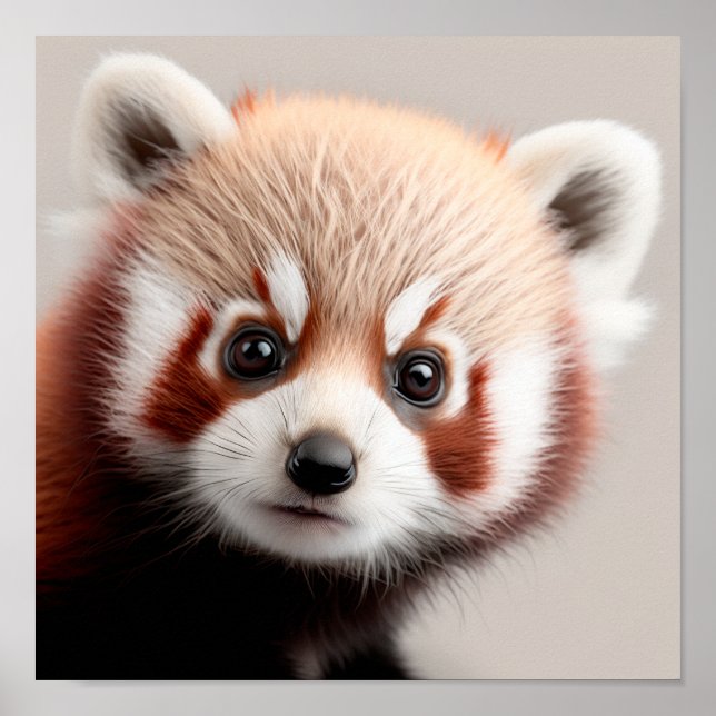 Söt baby röd panda porträtt | 1:1 fyrkantig poster (Framsidan)