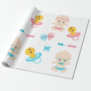 Söt baby rosa blå könsbestämningsfest presentpapper