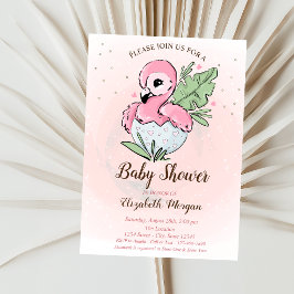 Söt baby rosa flamingo stjärnor baby shower inbjudningar
