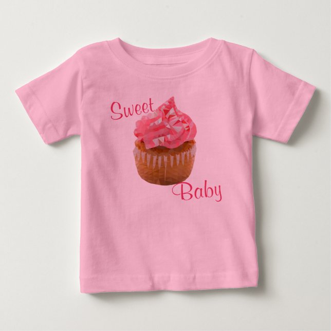 Söt Baby Rosa Geometrisk Cupcake Tee (Framsida)