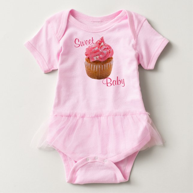 Söt baby rosa geometrisk Cupcake Tee Shirt (Framsida)