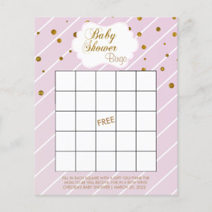Söt Baby Rosa och Guld Baby Shower - Bingo Flygblad