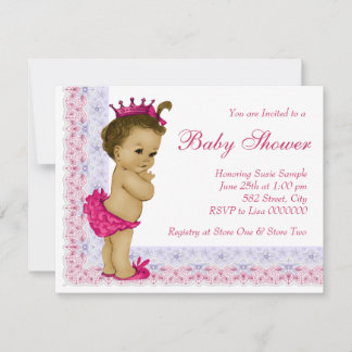 Söt Baby Rosa och Lila Baby Shower Inbjudningar