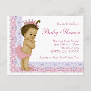 Söt Baby Rosa och Lila Baby Shower Inbjudningar