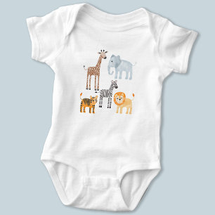 Söt baby safari djur vattenfärg t shirt