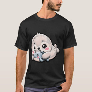 Söt baby säl broderingslapp t shirt