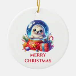 Söt baby säl jul julgransprydnad keramik