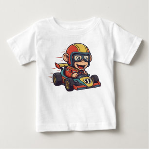 Söt baby schimpans racerbil förare t shirt